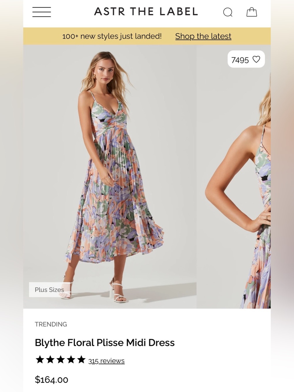 NWOT - ASTR THE LABEL - Blythe Floral Plisse Midi Dress ($164 Retail)